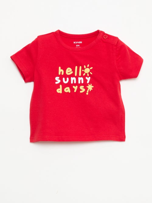 T-shirt de manga curta em jersey de algodão - Kiabi