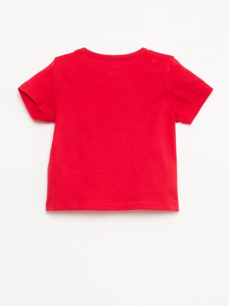 T-shirt de manga curta em jersey de algodão Vermelho - Kiabi