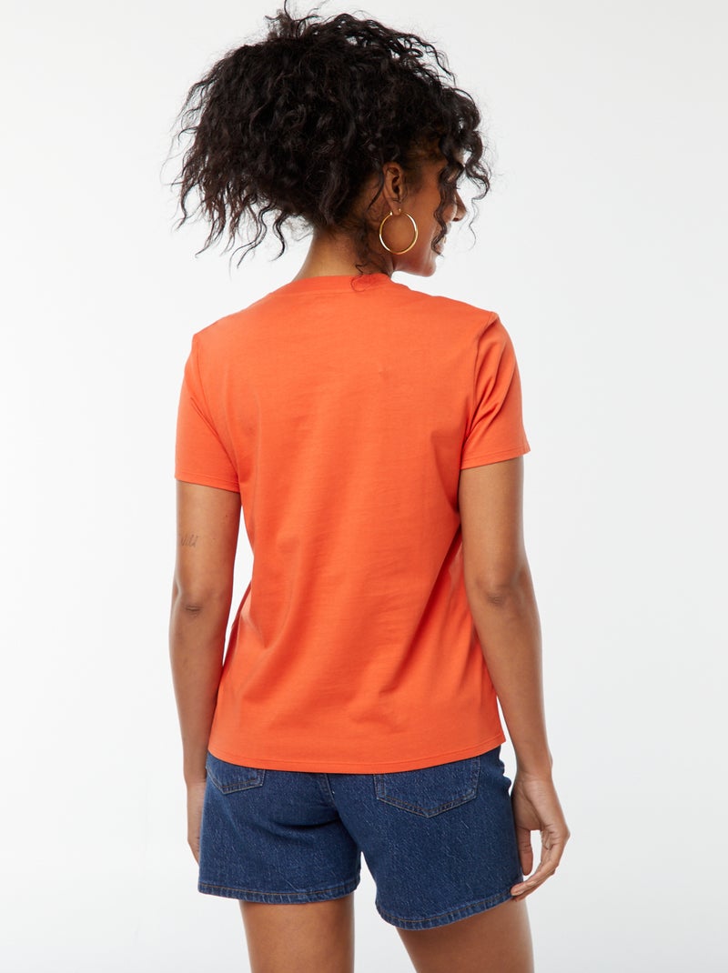 T-shirt de manga curta em jersey Laranja - Kiabi