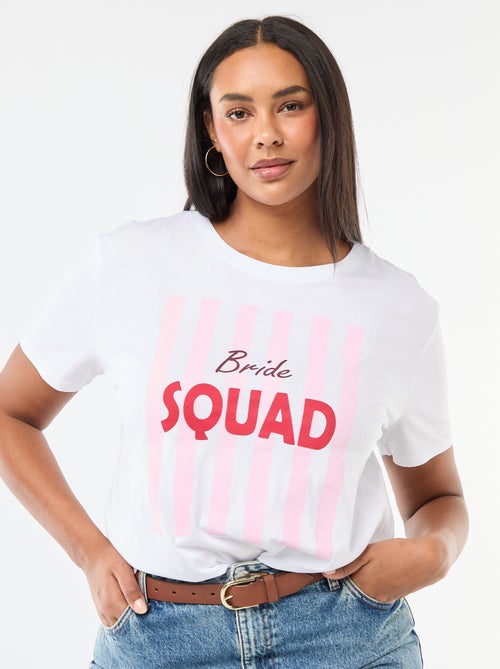 T-shirt de manga curta em jersey 'OUI' - Kiabi