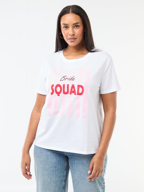 T-shirt de manga curta em jersey 'OUI' - Kiabi