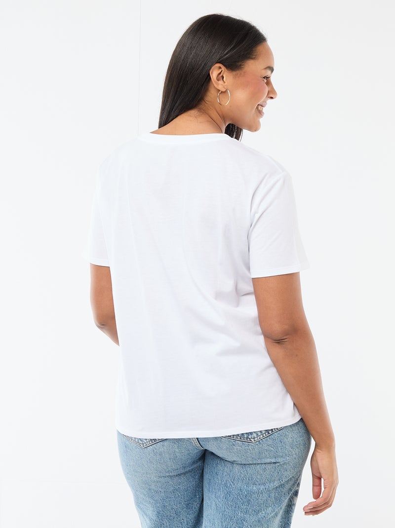 T-shirt de manga curta em jersey 'OUI' Azul - Kiabi