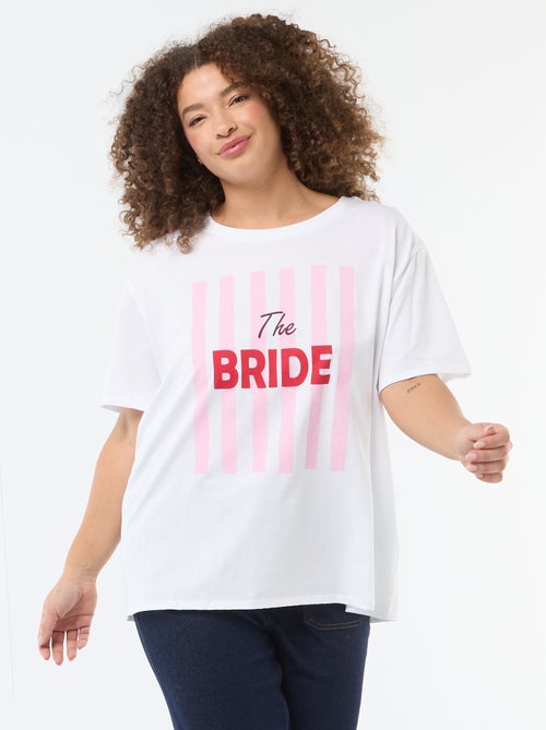 T-shirt de manga curta em jersey 'OUI' - Kiabi