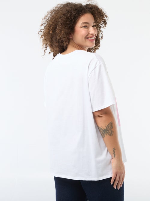 T-shirt de manga curta em jersey 'OUI' - Kiabi