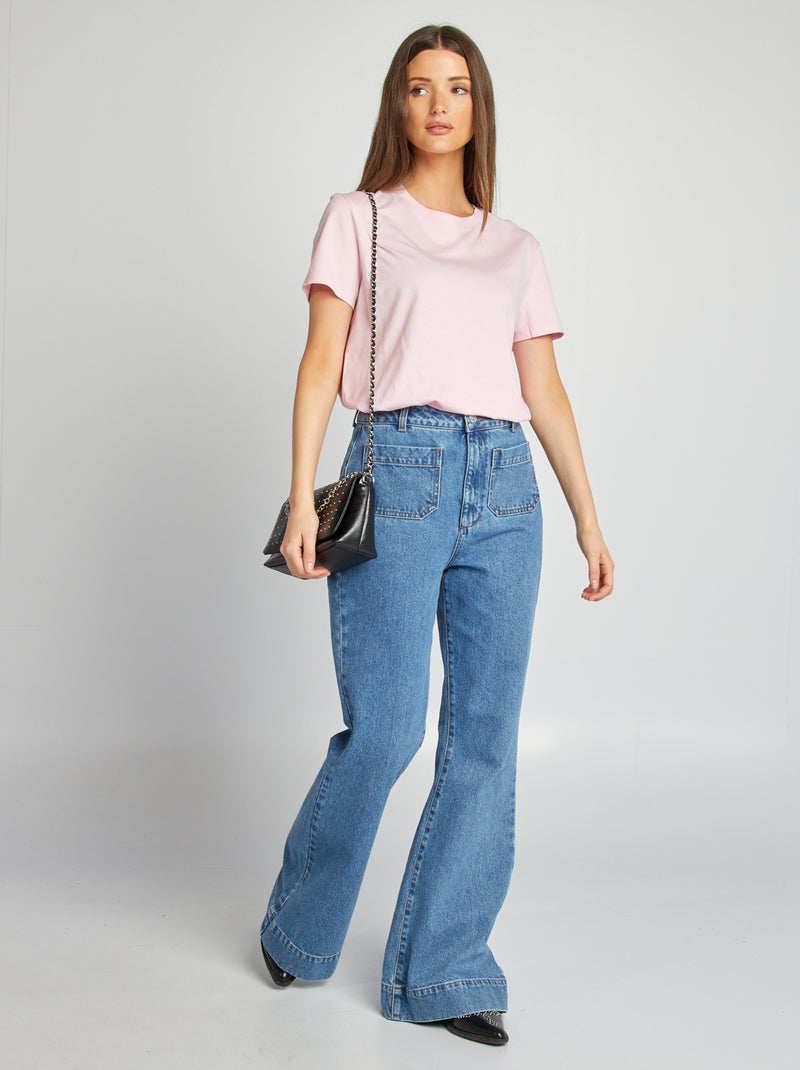T-shirt de manga curta em jersey ROSA - Kiabi