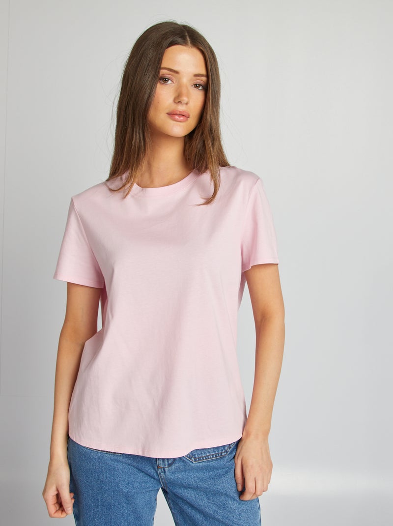 T-shirt de manga curta em jersey ROSA - Kiabi