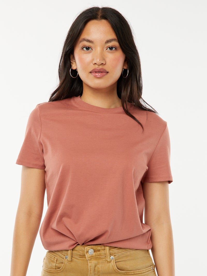 T-shirt de manga curta em jersey ROSA - Kiabi
