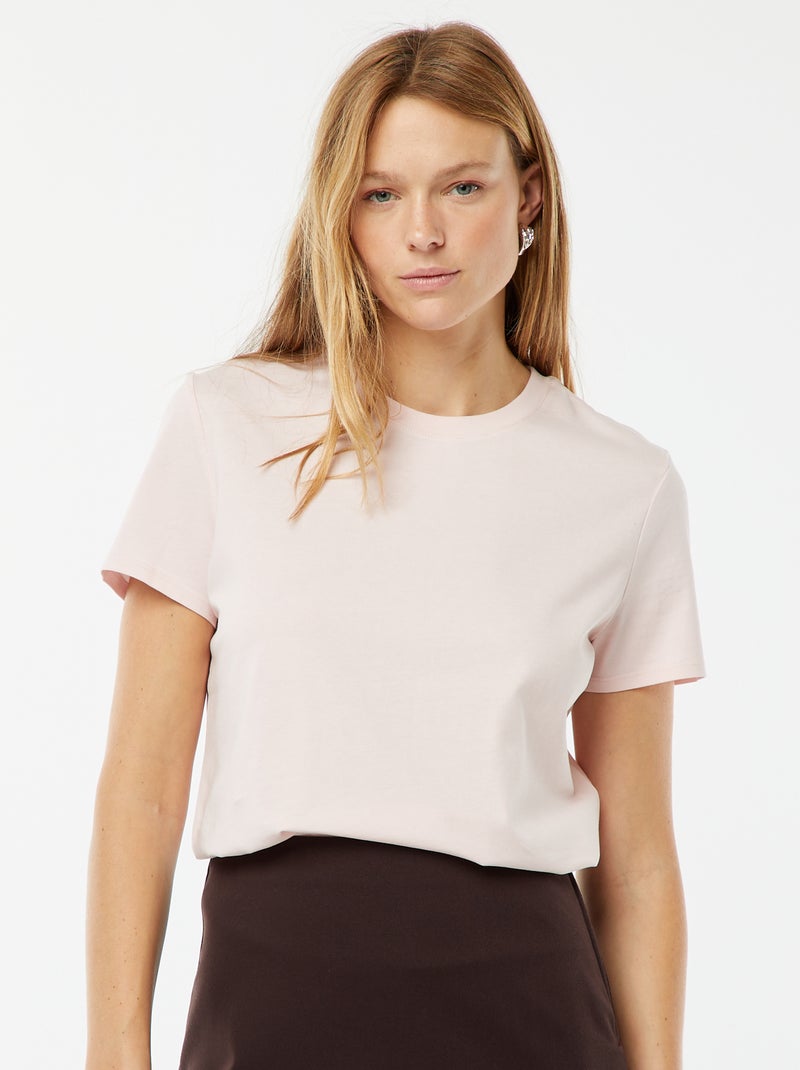 T-shirt de manga curta em jersey Rosa - Kiabi