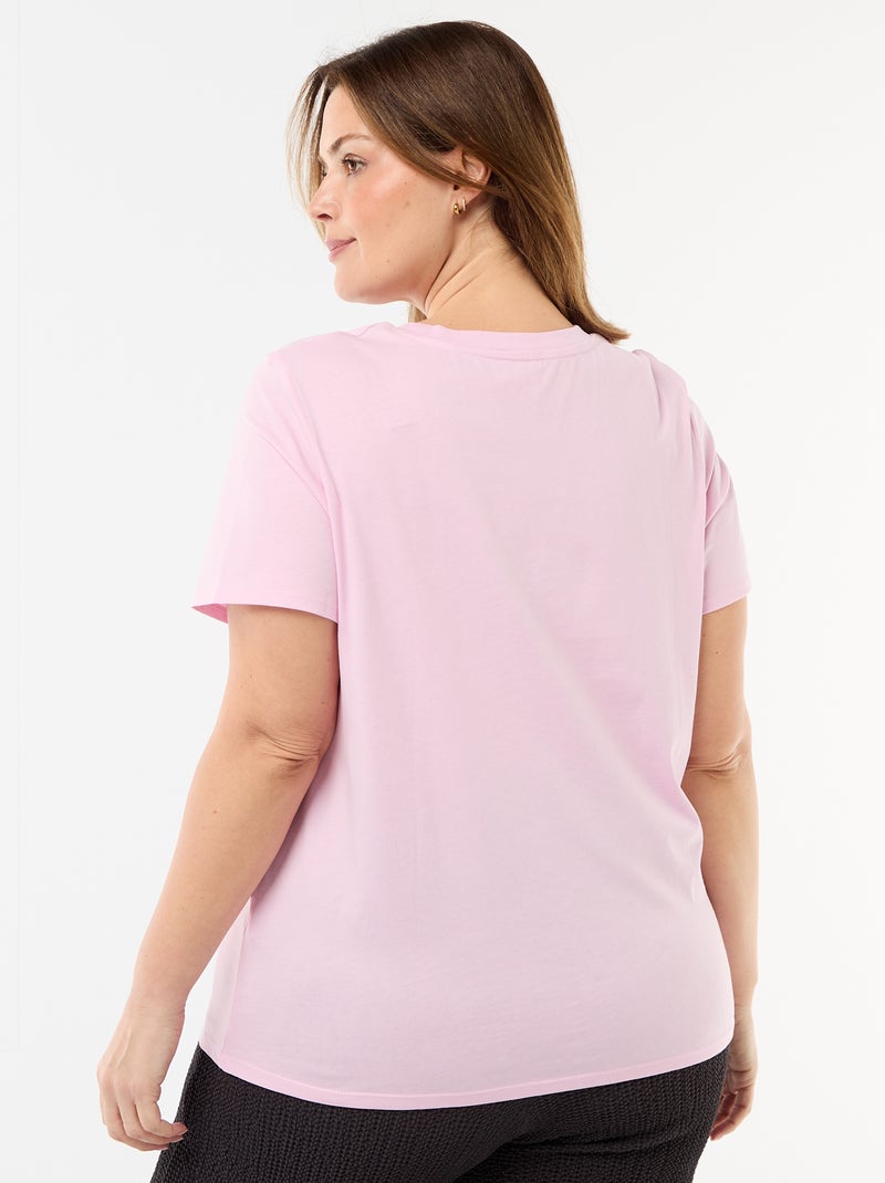 T-shirt de manga curta em jersey Rosa - Kiabi