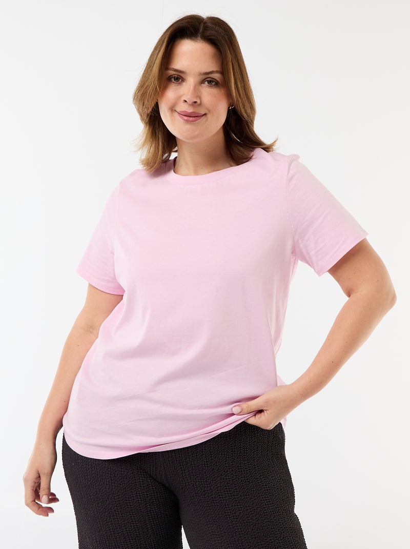 T-shirt de manga curta em jersey Rosa - Kiabi