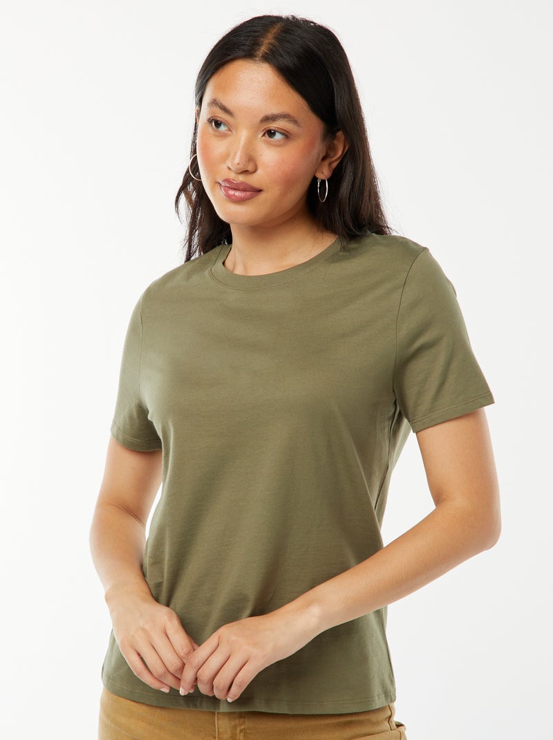 T-shirt de manga curta em jersey Verde - Kiabi