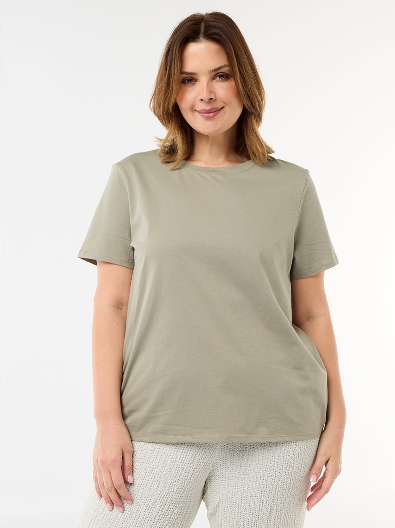 T-shirt de manga curta em jersey Verde - Kiabi