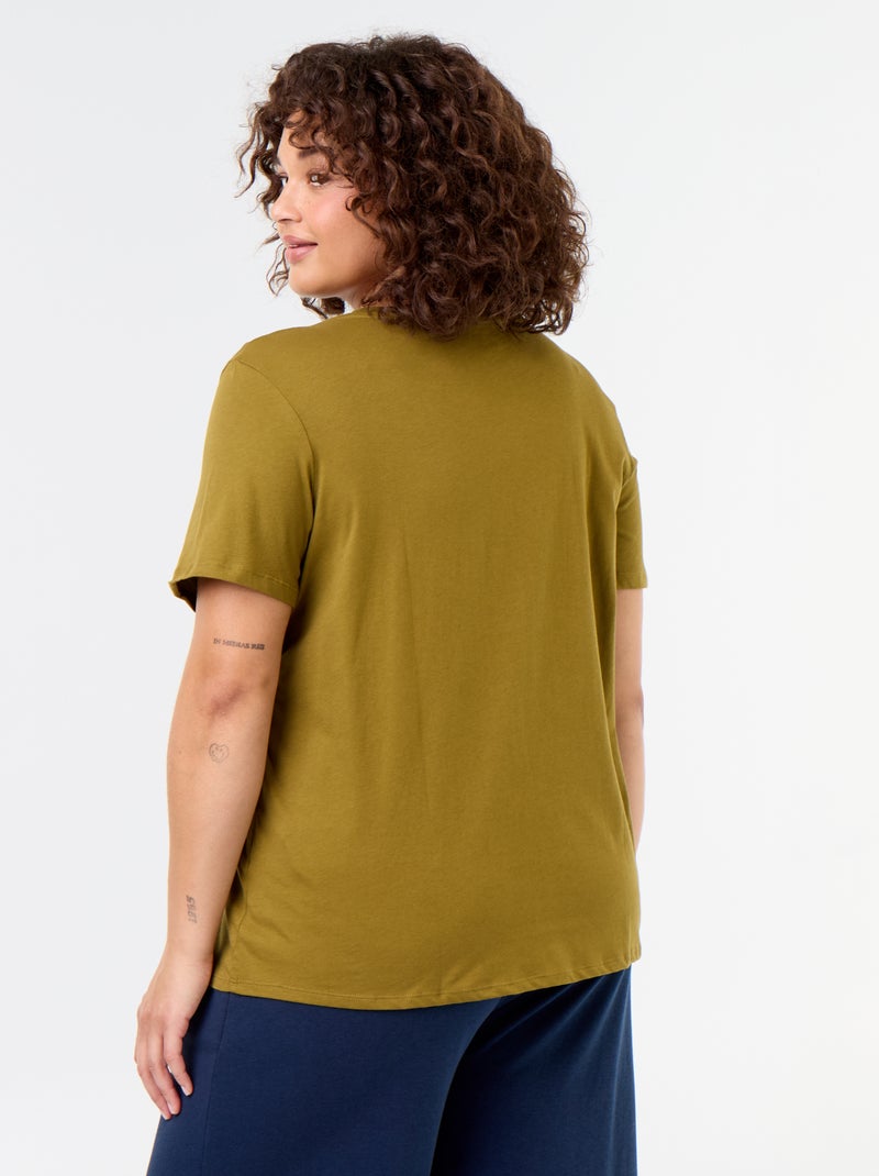 T-shirt de manga curta em jersey Verde - Kiabi