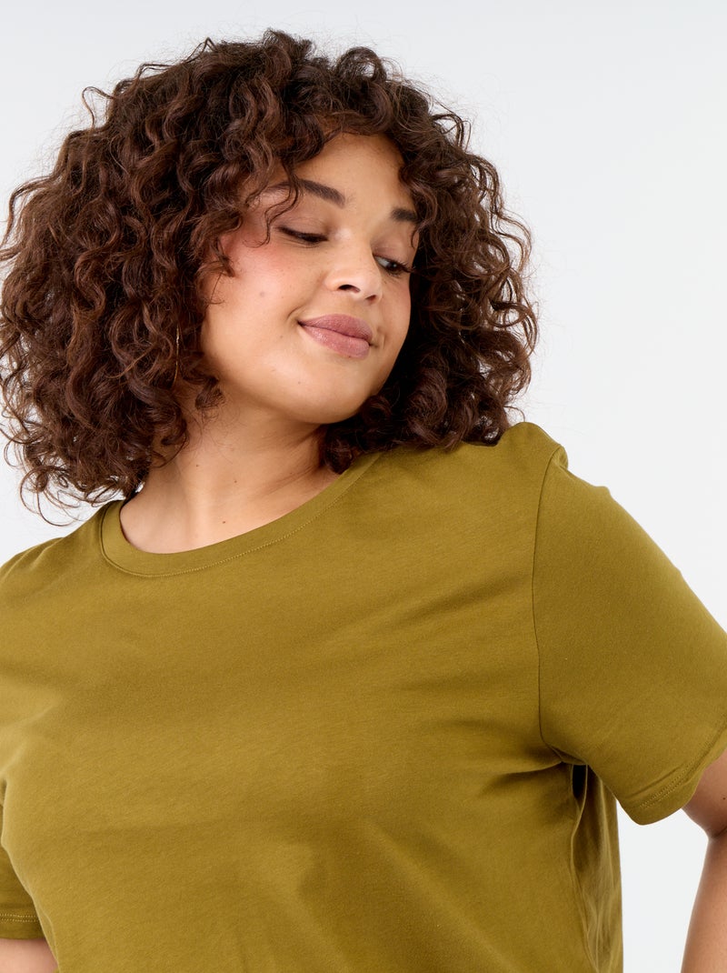 T-shirt de manga curta em jersey Verde - Kiabi