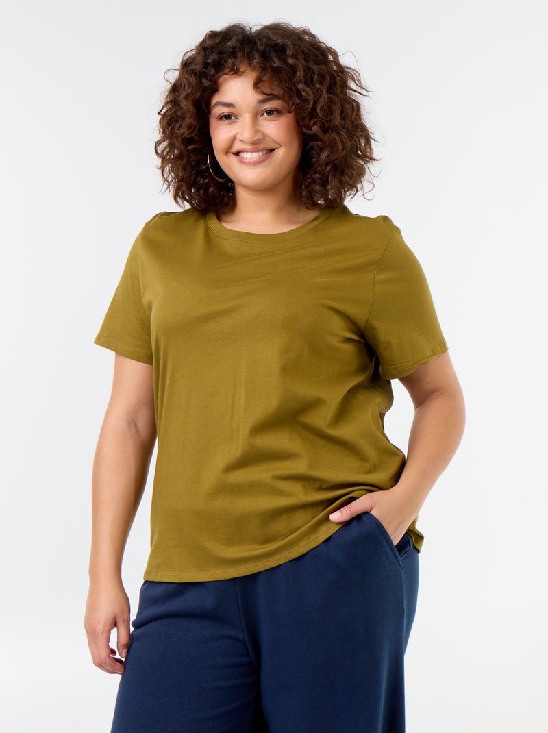 T-shirt de manga curta em jersey Verde - Kiabi