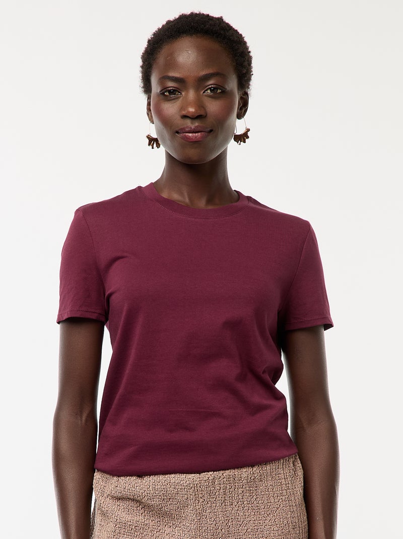 T-shirt de manga curta em jersey Vermelho - Kiabi