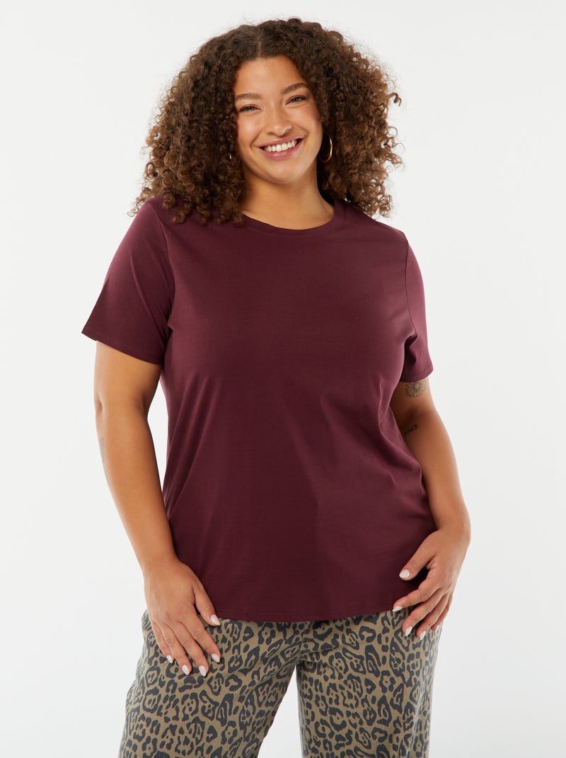 T-shirt de manga curta em jersey Vermelho - Kiabi