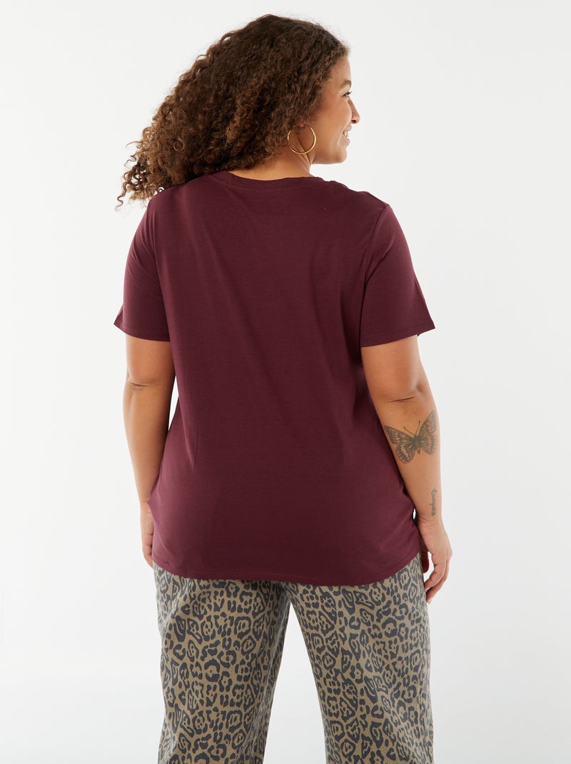 T-shirt de manga curta em jersey Vermelho - Kiabi