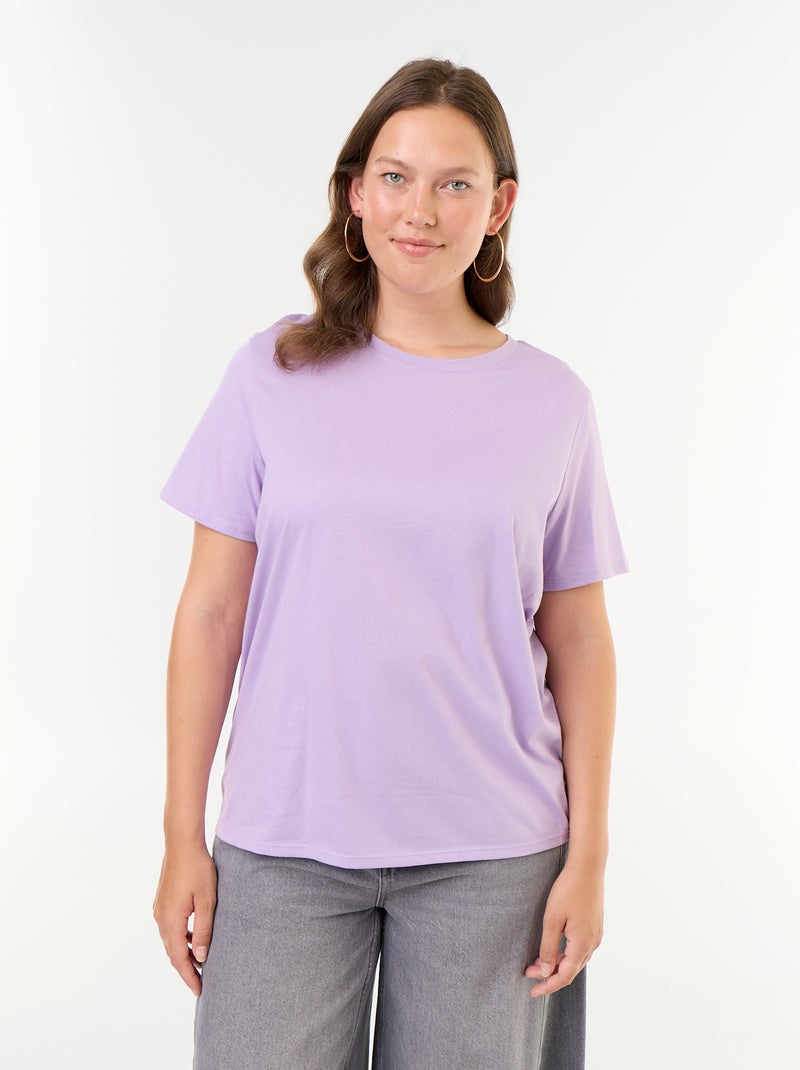 T-shirt de manga curta em jersey Violeta - Kiabi