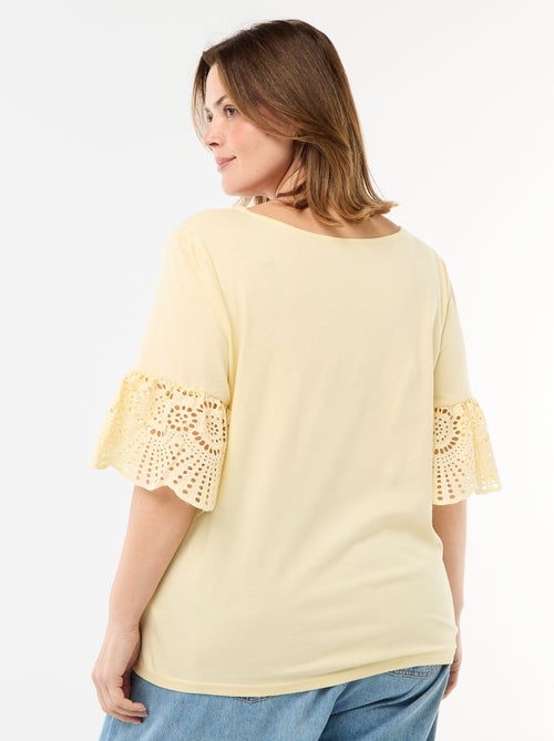 T-shirt de manga curta em macramé - Kiabi