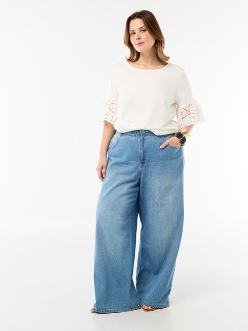 T-shirt de manga curta em macramé - Kiabi