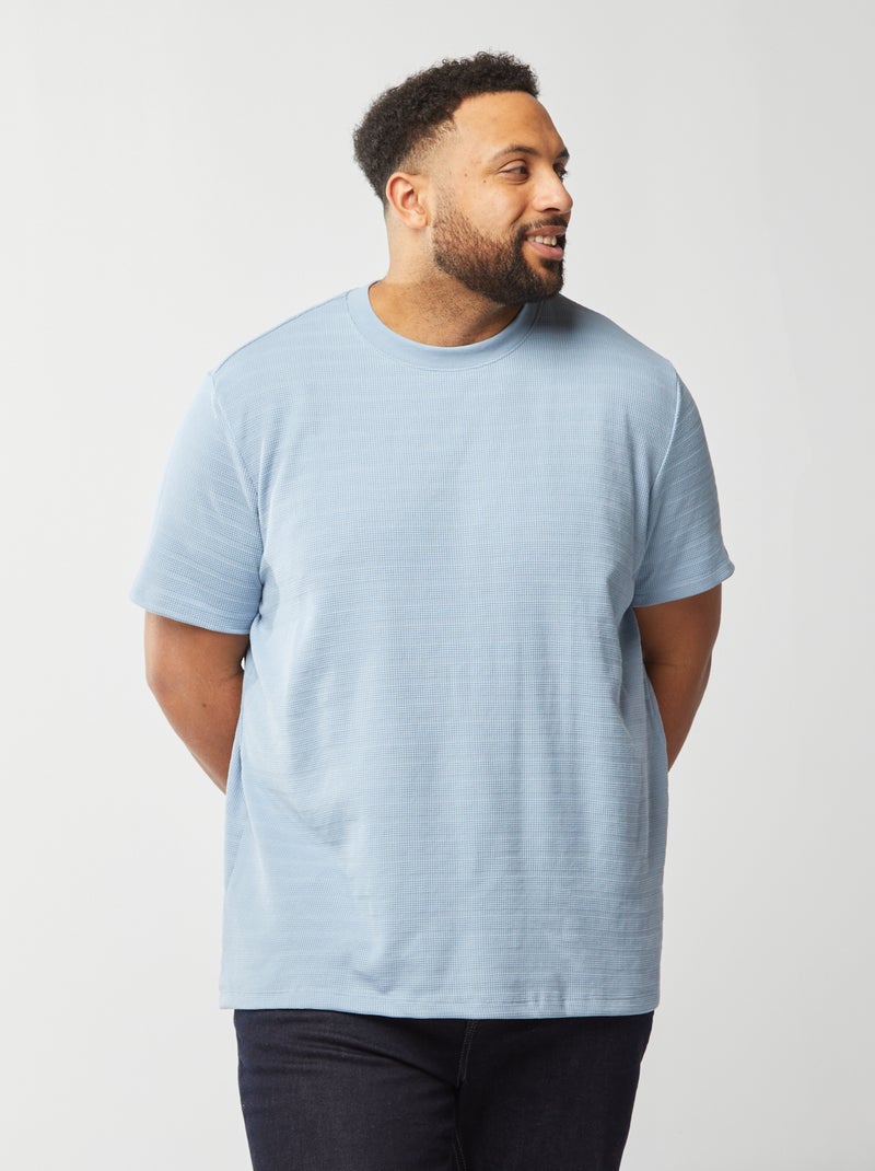 T-shirt de manga curta em malha de fantasia AZUL CLARO - Kiabi