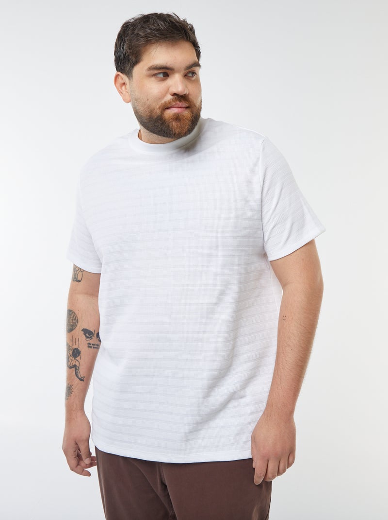 T-shirt de manga curta em malha de fantasia Branco - Kiabi