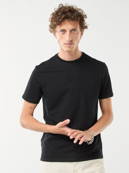 T-shirt de manga curta em malha de fantasia - Kiabi