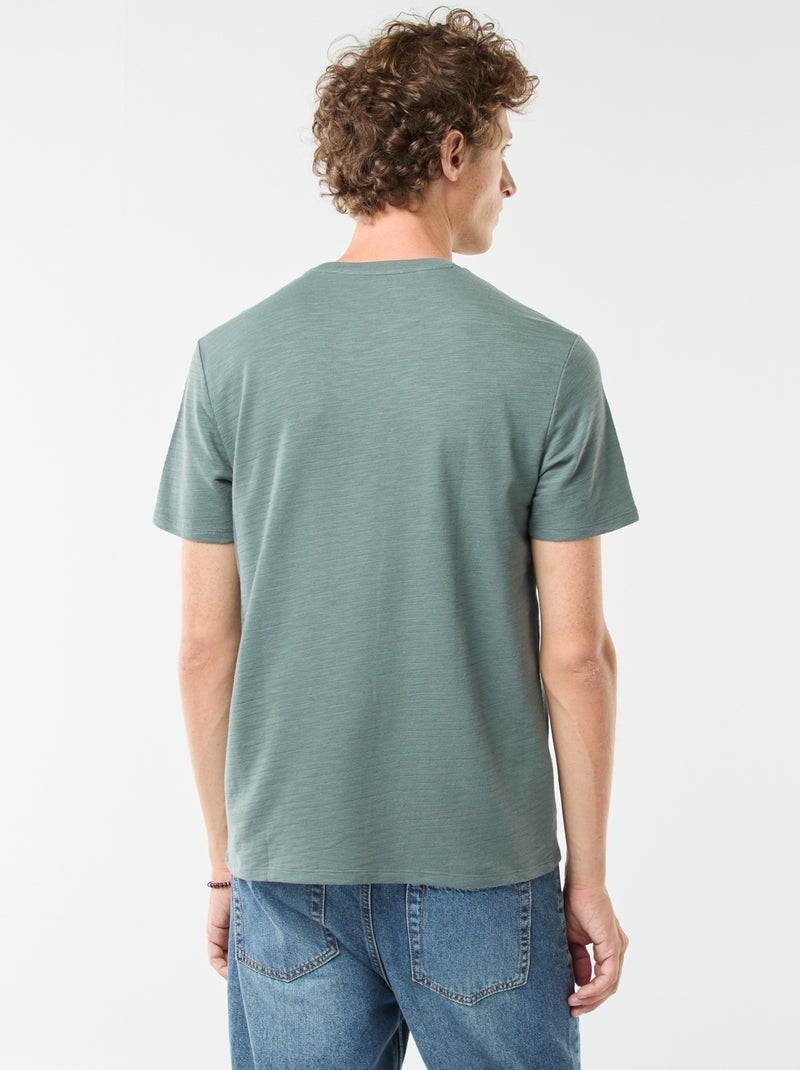 T-shirt de manga curta em malha de fantasia Verde - Kiabi