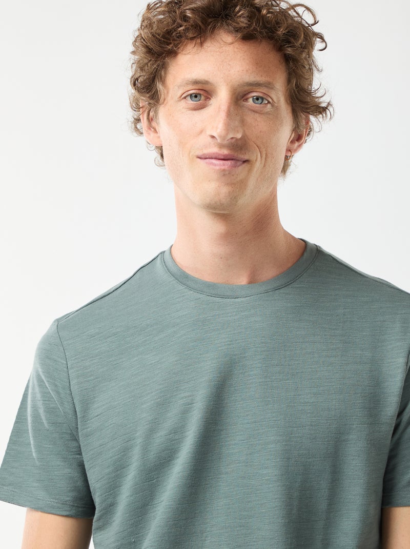 T-shirt de manga curta em malha de fantasia Verde - Kiabi