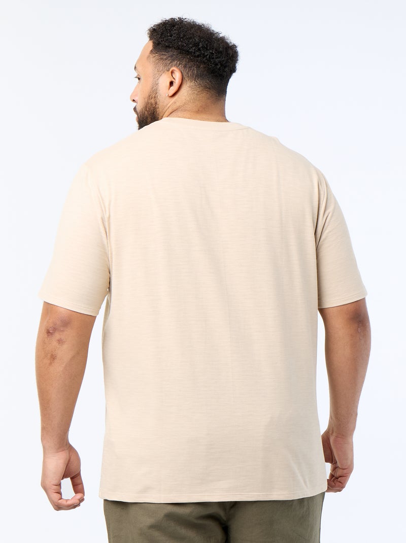 T-shirt de manga curta em malha jersey fantasia Bege - Kiabi