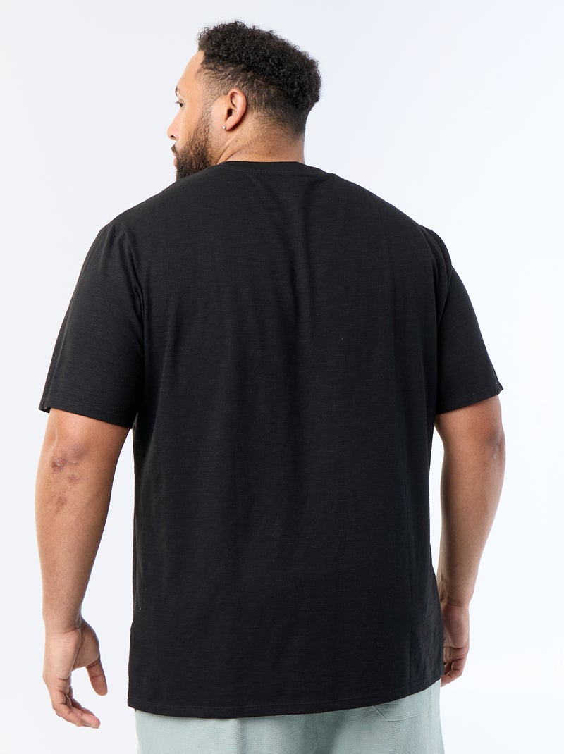 T-shirt de manga curta em malha jersey fantasia Preto - Kiabi