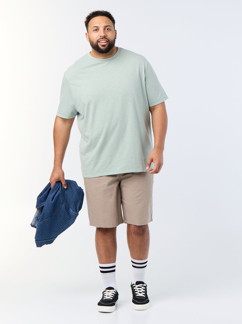T-shirt de manga curta em malha jersey fantasia Verde - Kiabi