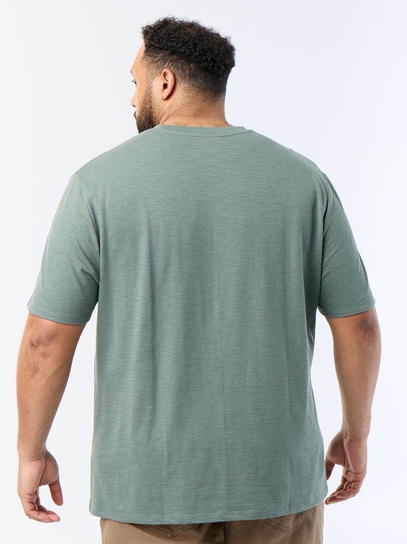 T-shirt de manga curta em malha jersey fantasia Verde - Kiabi