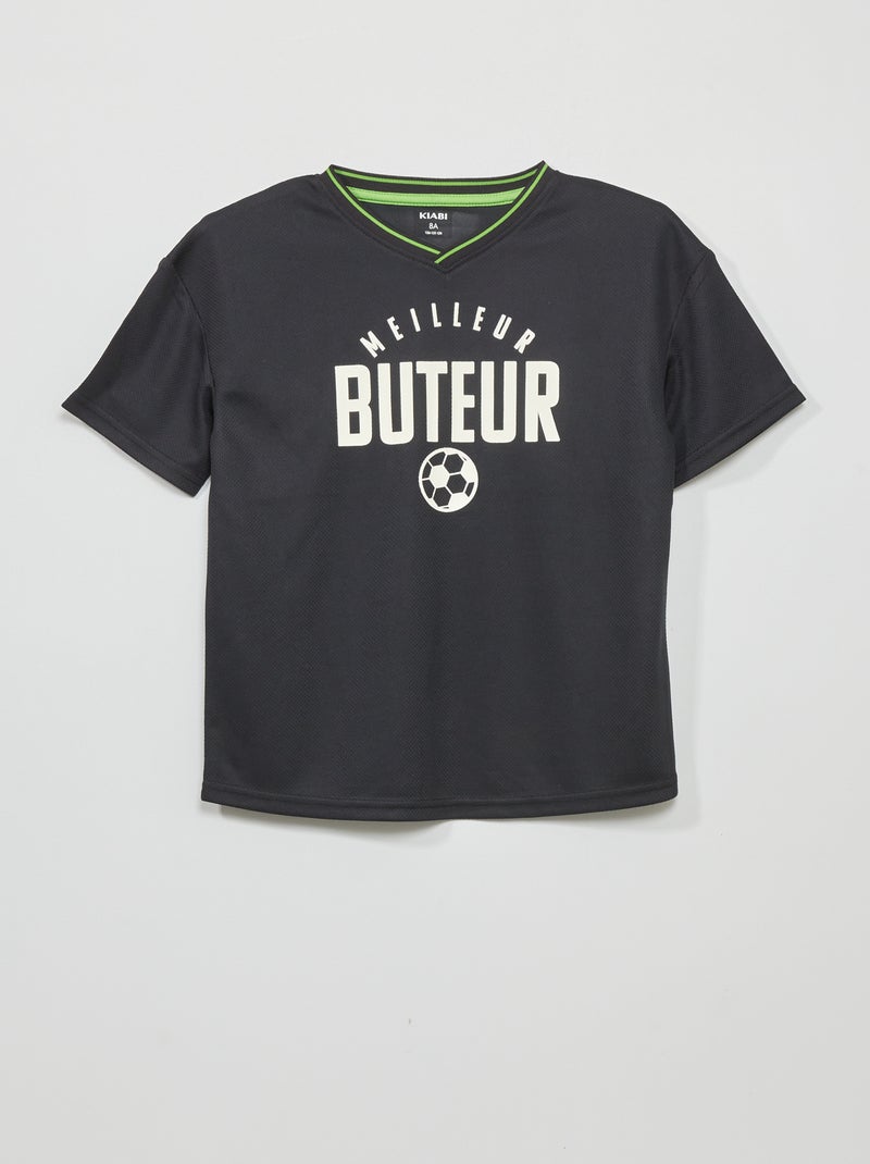 T-shirt de manga curta em malha PRETO - Kiabi