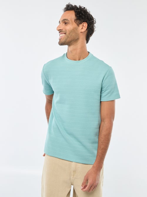 T-shirt de manga curta em malha waffle - Kiabi