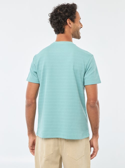 T-shirt de manga curta em malha waffle - Kiabi