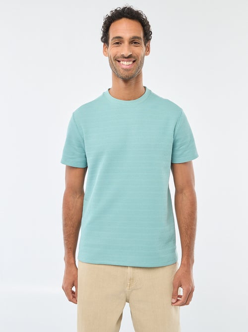 T-shirt de manga curta em malha waffle - Kiabi