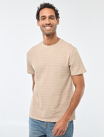 T-shirt de manga curta em malha waffle