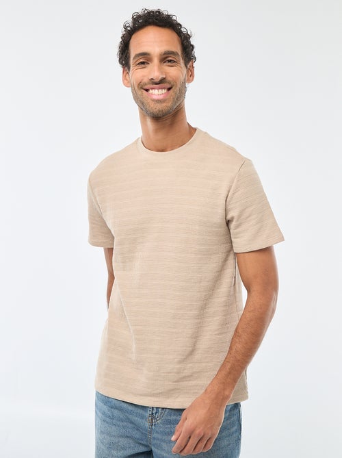 T-shirt de manga curta em malha waffle - Kiabi