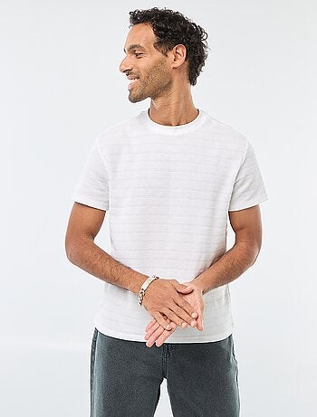 T-shirt de manga curta em malha waffle