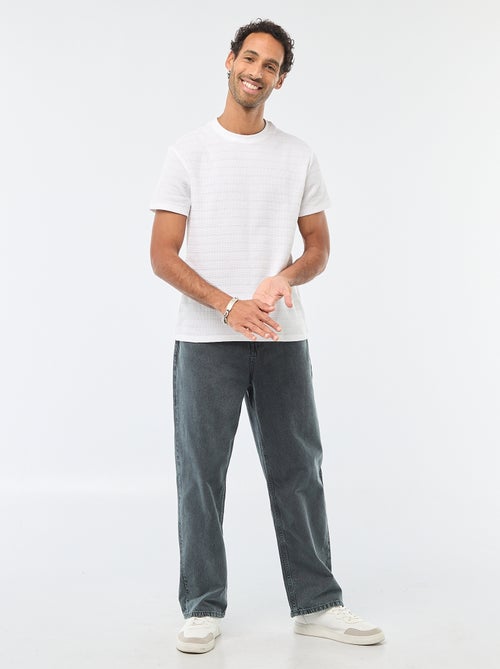 T-shirt de manga curta em malha waffle - Kiabi