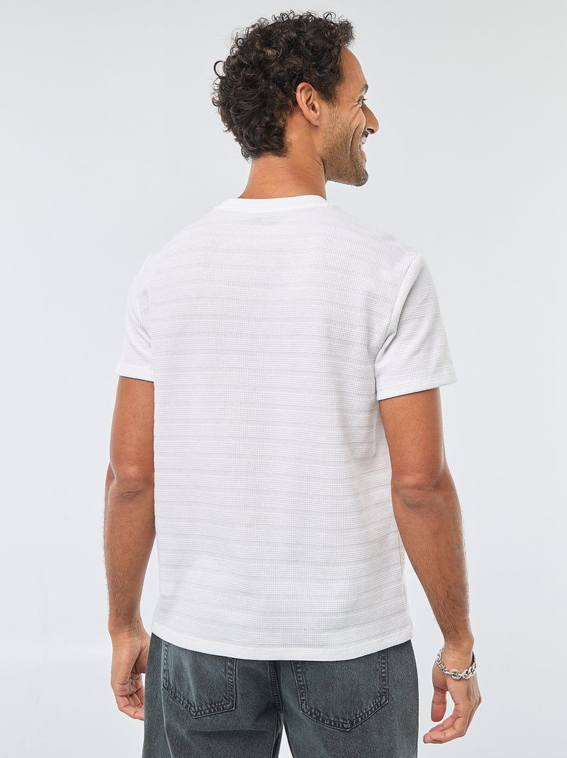 T-shirt de manga curta em malha waffle Branco - Kiabi