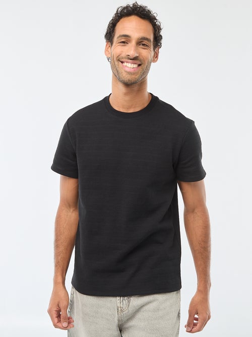 T-shirt de manga curta em malha waffle - Kiabi