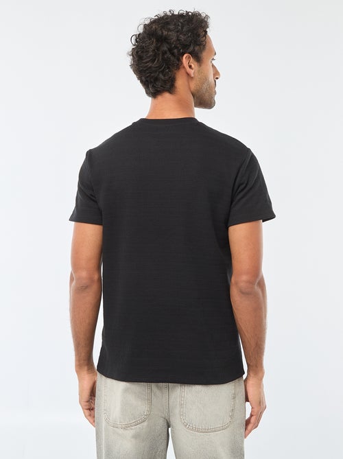 T-shirt de manga curta em malha waffle - Kiabi