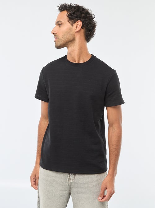 T-shirt de manga curta em malha waffle - Kiabi