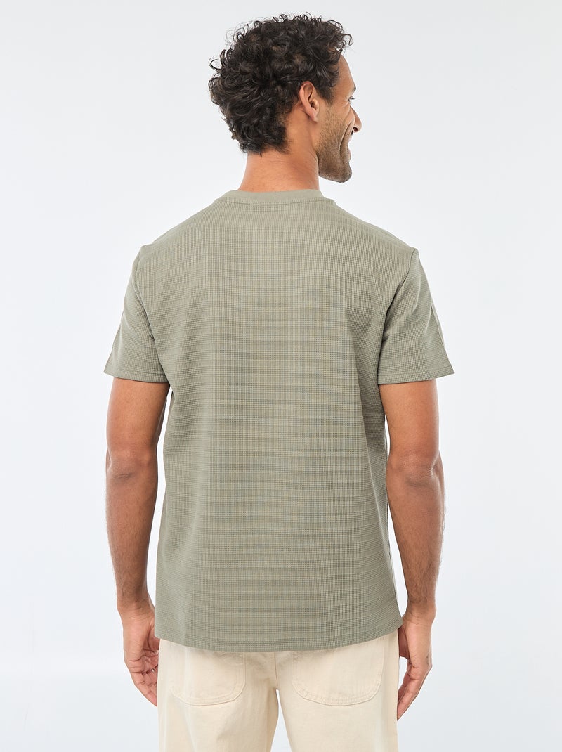 T-shirt de manga curta em malha waffle Verde - Kiabi