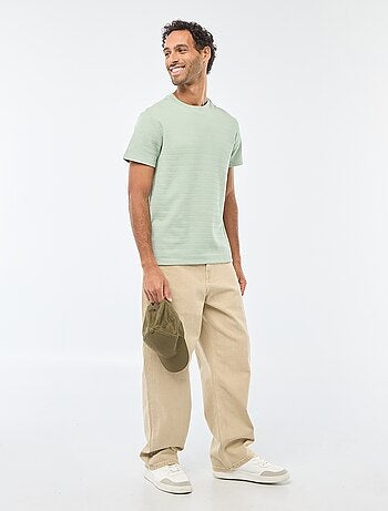 T-shirt de manga curta em malha waffle