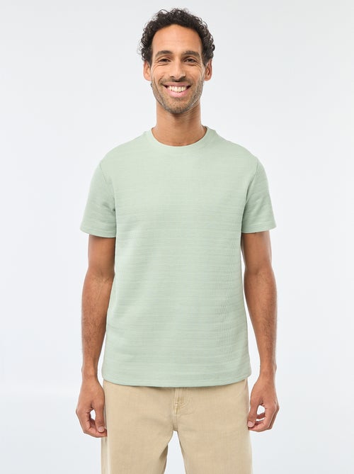 T-shirt de manga curta em malha waffle - Kiabi