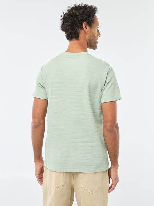 T-shirt de manga curta em malha waffle - Kiabi